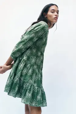 پیراهن کوتاه زنانه سبز زارا