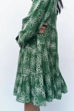 پیراهن کوتاه زنانه سبز زارا