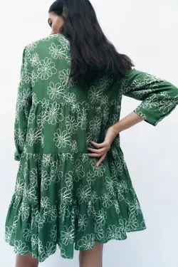 پیراهن کوتاه زنانه سبز زارا