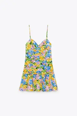 پیراهن کوتاه زنانه زرد زارا