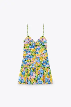 پیراهن کوتاه زنانه زرد زارا