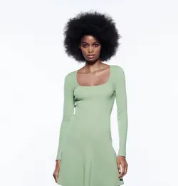 پیراهن کوتاه زنانه سبز زارا