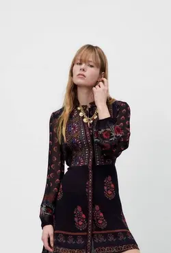 پیراهن کوتاه زنانه زرشکی زارا