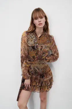 پیراهن کوتاه زنانه نارنجی زارا