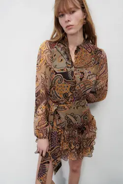 پیراهن کوتاه زنانه نارنجی زارا