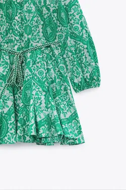 پیراهن کوتاه زنانه سبز زارا