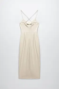 پیراهن میدی زنانه سفید تیره زارا