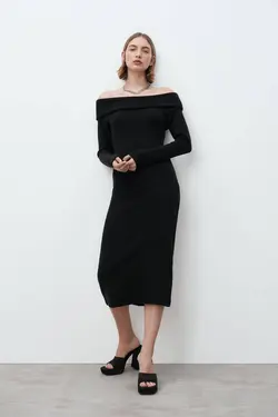 پیراهن میدی زنانه مشکی زارا