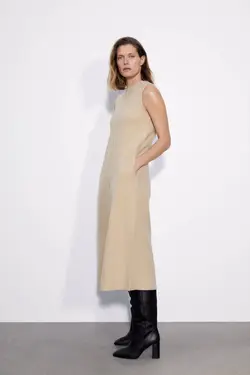 پیراهن میدی زنانه بژ زارا