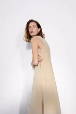 پیراهن میدی زنانه بژ زارا