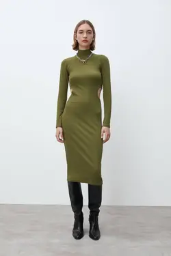 پیراهن میدی زنانه خاکی زارا