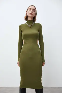 پیراهن میدی زنانه خاکی زارا