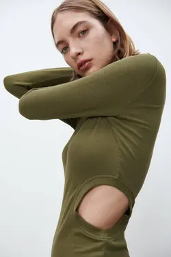 پیراهن میدی زنانه خاکی زارا