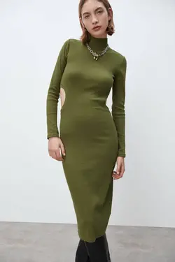 پیراهن میدی زنانه خاکی زارا