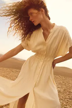 پیراهن میدی زنانه سفید تیره زارا