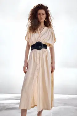 پیراهن میدی زنانه سفید تیره زارا