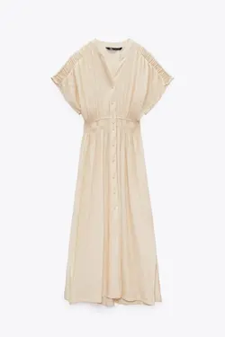 پیراهن میدی زنانه سفید تیره زارا