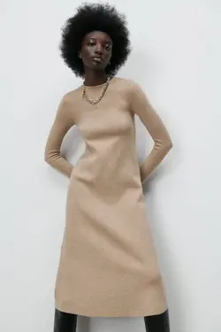 پیراهن میدی زنانه بژ زارا