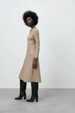 پیراهن میدی زنانه بژ زارا