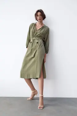 پیراهن میدی زنانه خاکی زارا