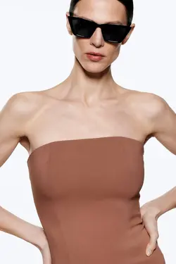 پیراهن میدی زنانه قهوه ای زارا