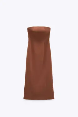 پیراهن میدی زنانه قهوه ای زارا