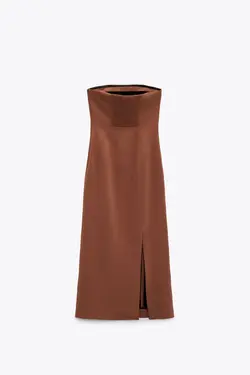 پیراهن میدی زنانه قهوه ای زارا