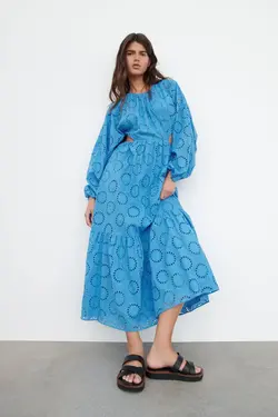 پیراهن میدی زنانه آبی زارا