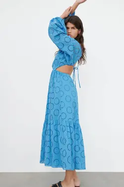 پیراهن میدی زنانه آبی زارا