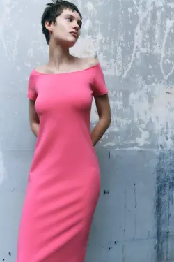 پیراهن میدی زنانه سرخابی زارا