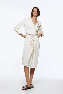 پیراهن میدی زنانه سفید تیره زارا