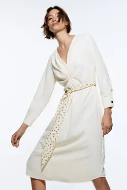 پیراهن میدی زنانه سفید تیره زارا