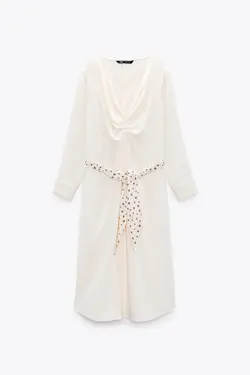 پیراهن میدی زنانه سفید تیره زارا