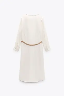 پیراهن میدی زنانه سفید تیره زارا