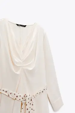 پیراهن میدی زنانه سفید تیره زارا