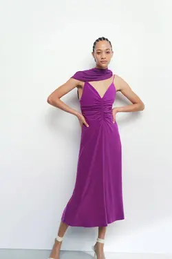 پیراهن میدی زنانه بنفش زارا