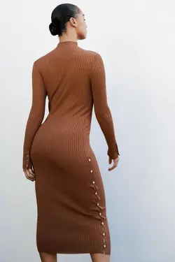 پیراهن میدی زنانه قهوه ای زارا