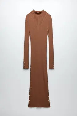 پیراهن میدی زنانه قهوه ای زارا