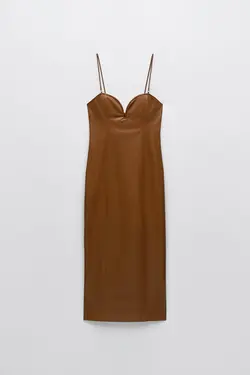 پیراهن میدی زنانه قهوه ای زارا