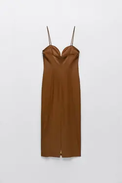 پیراهن میدی زنانه قهوه ای زارا