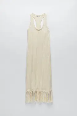 پیراهن میدی زنانه سفید تیره زارا