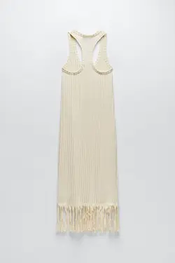 پیراهن میدی زنانه سفید تیره زارا