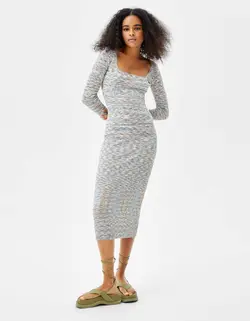 پیراهن میدی زنانه آبی برشکا