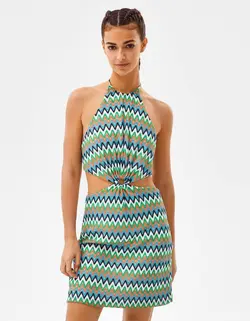 پیراهن کوتاه زنانه آبی برشکا