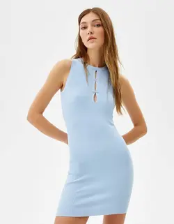 پیراهن کوتاه زنانه آبی برشکا