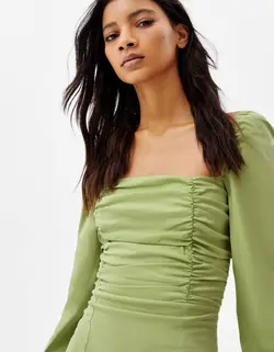 پیراهن کوتاه زنانه سبز برشکا