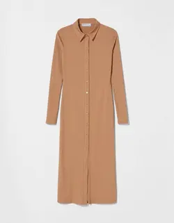 پیراهن میدی زنانه شتری برشکا