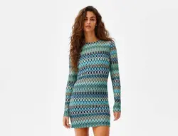 پیراهن مجلسی زنانه آبی برشکا