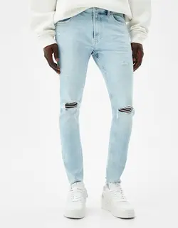 شلوار جین اسکینی فیت مردانه آبی برشکا