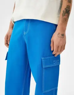 شلوار شش جیب مردانه آبی برشکا